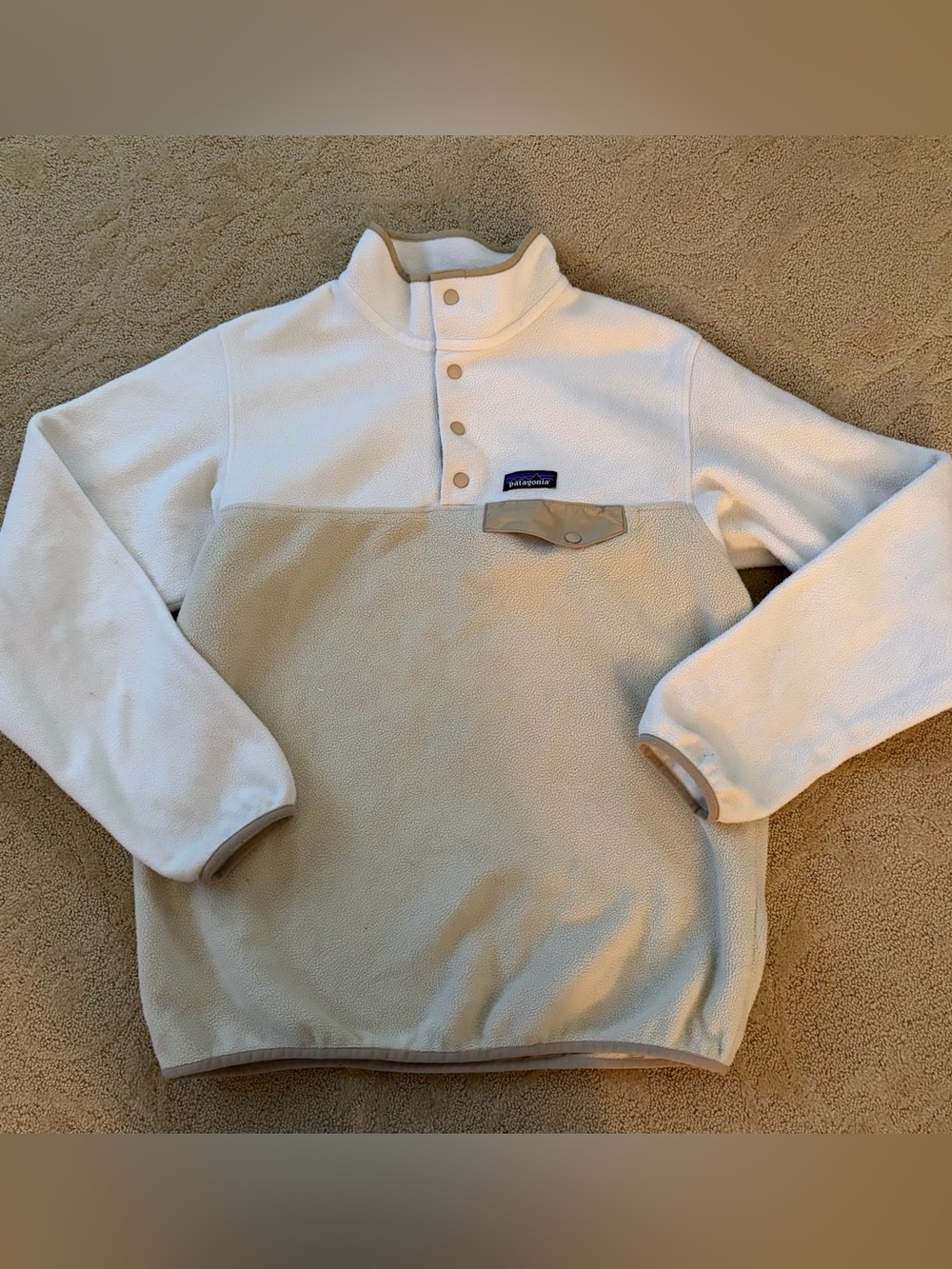 Patagonia Women's Lightweight Synchilla Snap-T Fleece Pullover Cream Tan Large